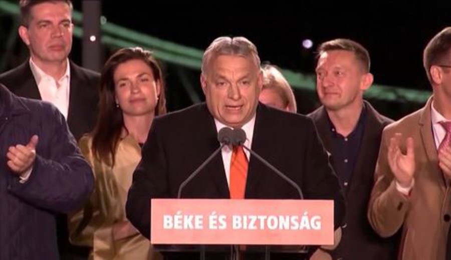 imagen de Orban, victorioso por cuarta vez consecutiva en las elecciones legislativas de Hungría