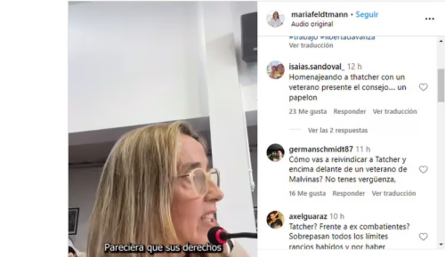 imagen de Una concejal libertaria elogió a Margaret Thatcher durante un homenaje a un excombatiente de Malvinas