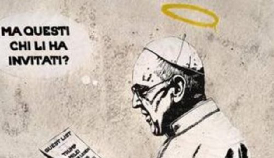 imagen de ¿Y a estos quién los invitó? Mural irónico sobre Milei y Trump en el funeral del Papa