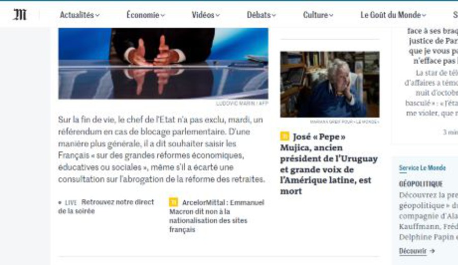 imagen de La muerte de Mujica reflejada por la prensa mundial