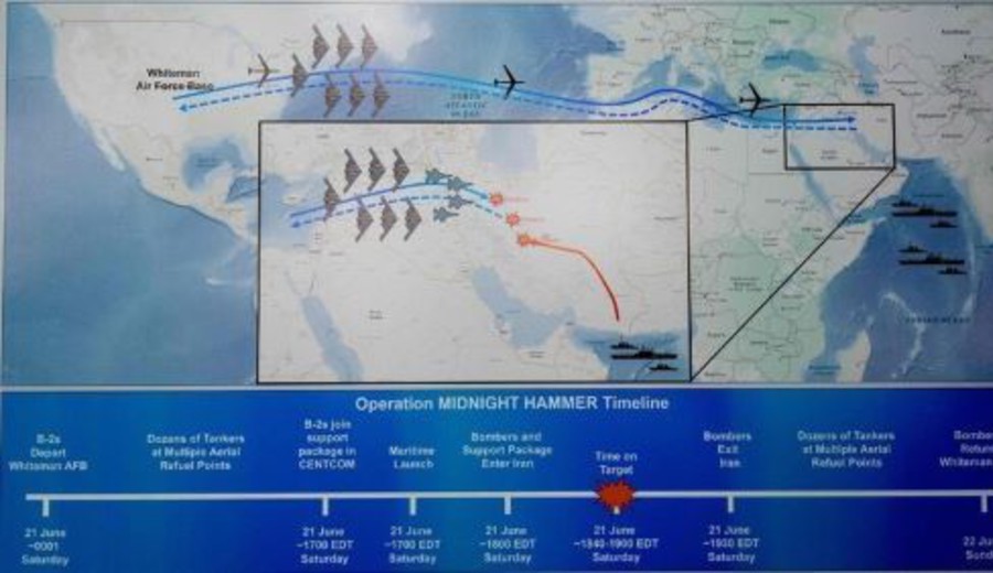 imagen de Bombas estadounidenses contra Irán, que puede bloquear el estrecho de Ormuz