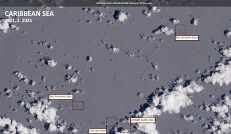 imagen de Imágenes satelitales captaron la llegada de una flota estadounidense frente a las costas de Venezuela