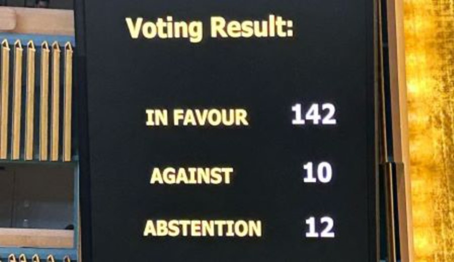 imagen de Por amplia mayoría de 142 votos –incluido Uruguay- la ONU aprobó una resolución sobre el conflicto palestino – israelí
