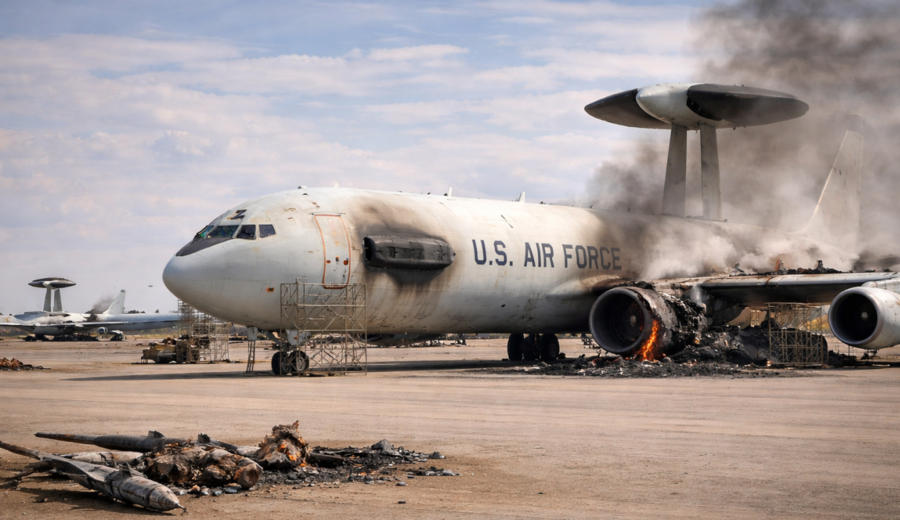 imagen de Fuentes coinciden en daños severos a un avión radar de EE.UU. tras el ataque iraní en Arabia Saudita