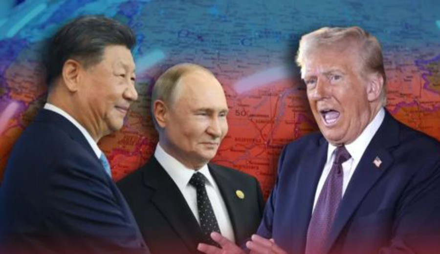 imagen de Xi Jinping primero con Trump y luego con Vladimir Putin