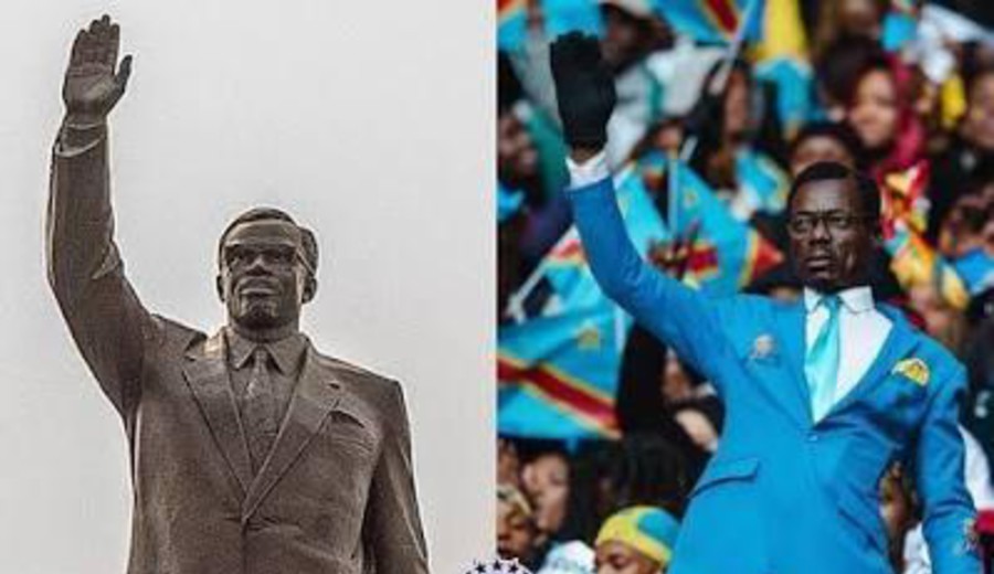 imagen de Lumumba vuelve a estar de pie en la tribuna de Congo
