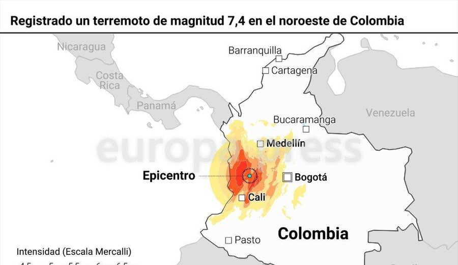 imagen de Más de cien muertos por el seísmo de magnitud 7,4 registrado en el noroeste de Colombia