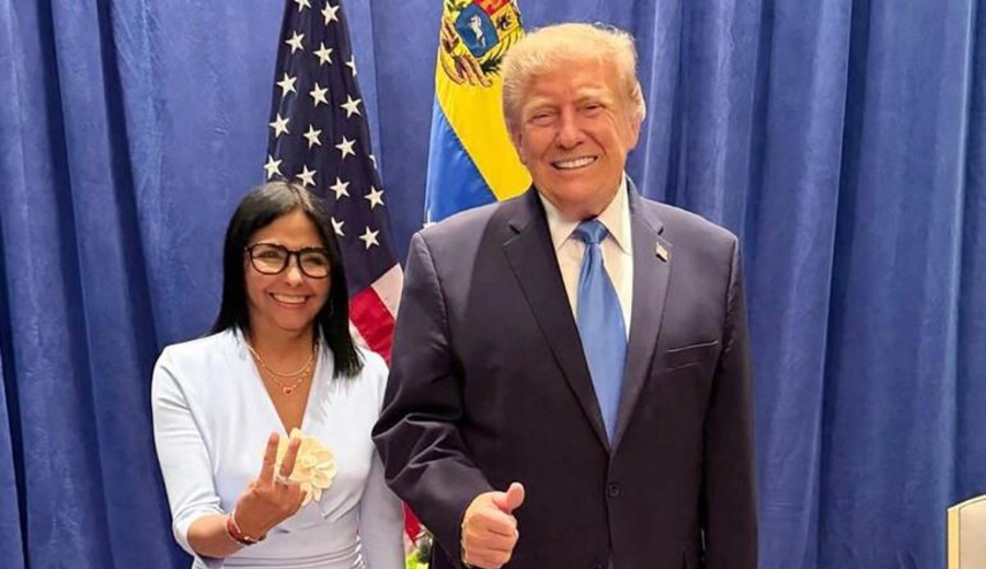 imagen de Delcy Rodríguez y Donald Trump, como dos viejos amigos